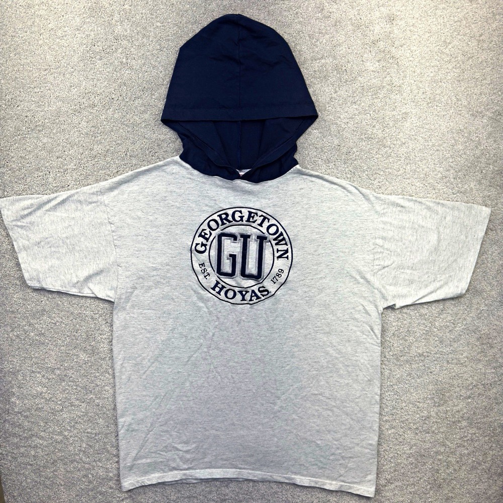 Vintage Georgetown Hoyas Hoodie Mens XL Short Sleeve Crable Sportswear USA Made